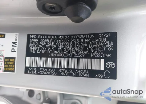 2021 Toyota Corolla Xse from USA, damaged, VIN JTNC4MBE3M3135569